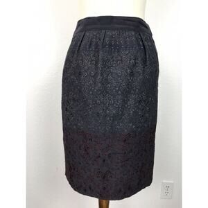 Megan Park Straight Skirt Embroidered Color Block Knee Length